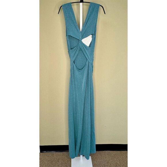 Annarita N NWT Women's V-Neck Sleeveless Maxi Dress in Teal Size IT 46/US 10 - Picture 5 of 8